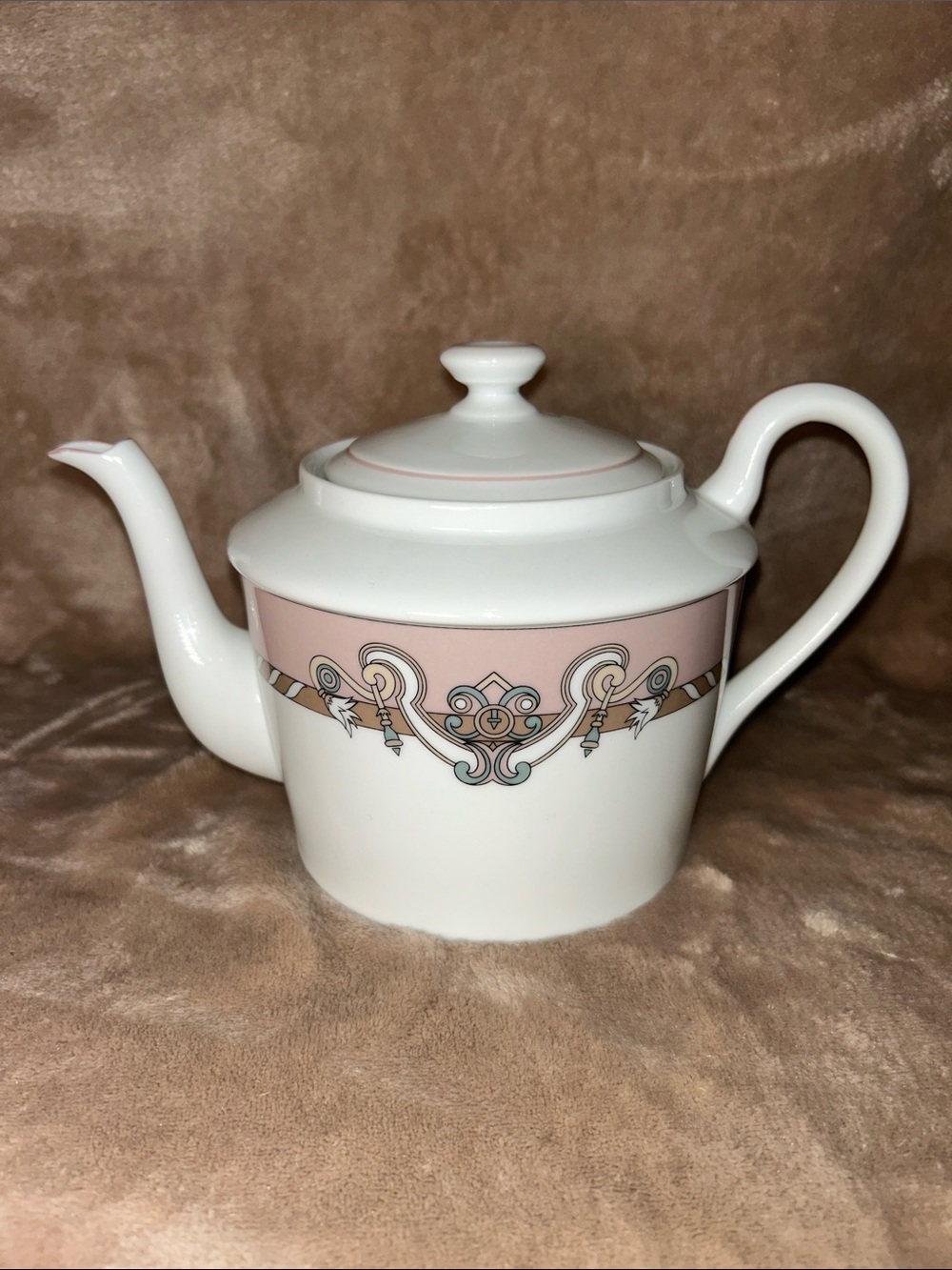 Ceralene A. Raynaud Serenade Beige Porcelain MCM White Teapot Limoges France